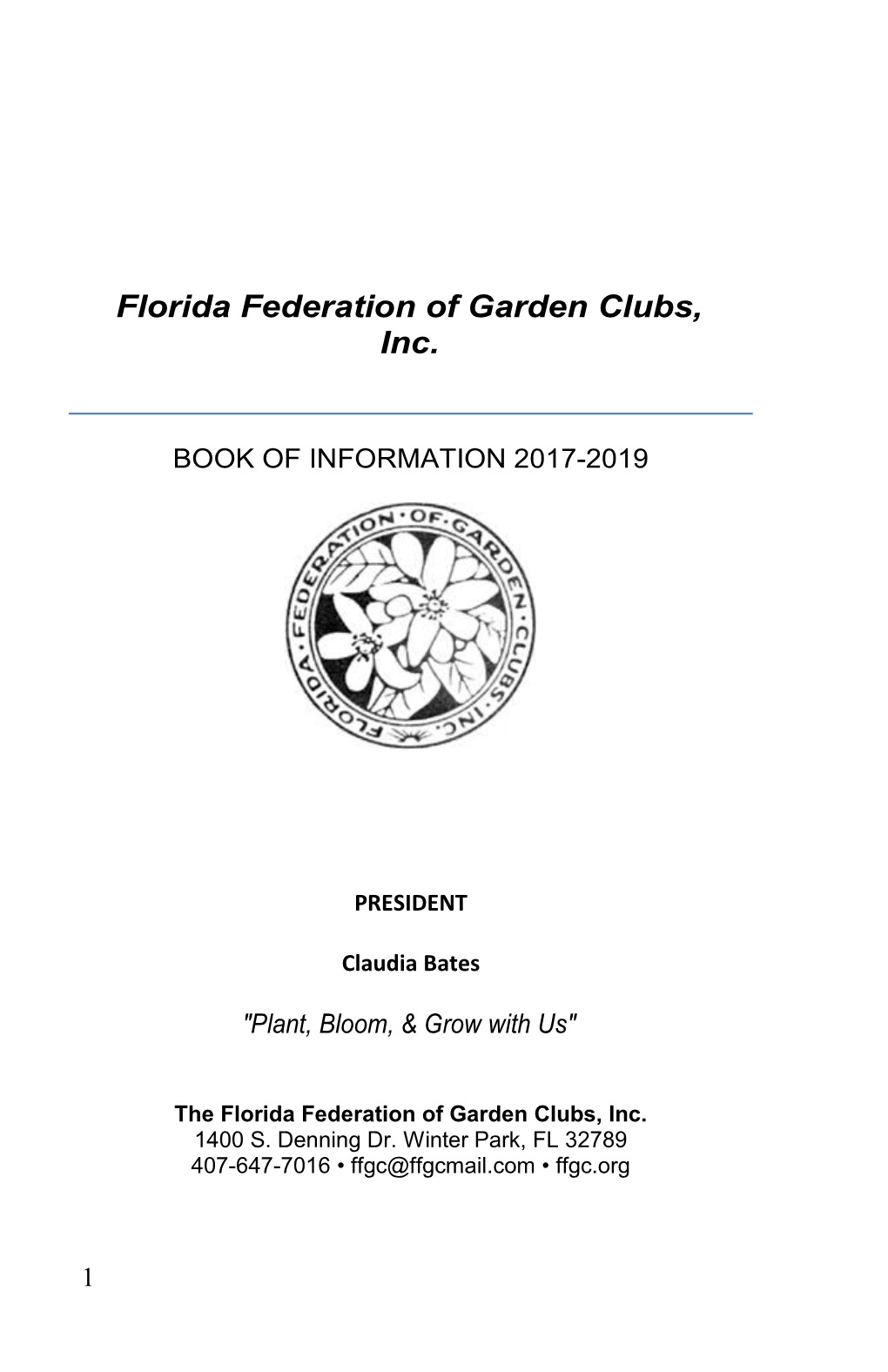 The Florida Federation of Garden Clubs, Inc