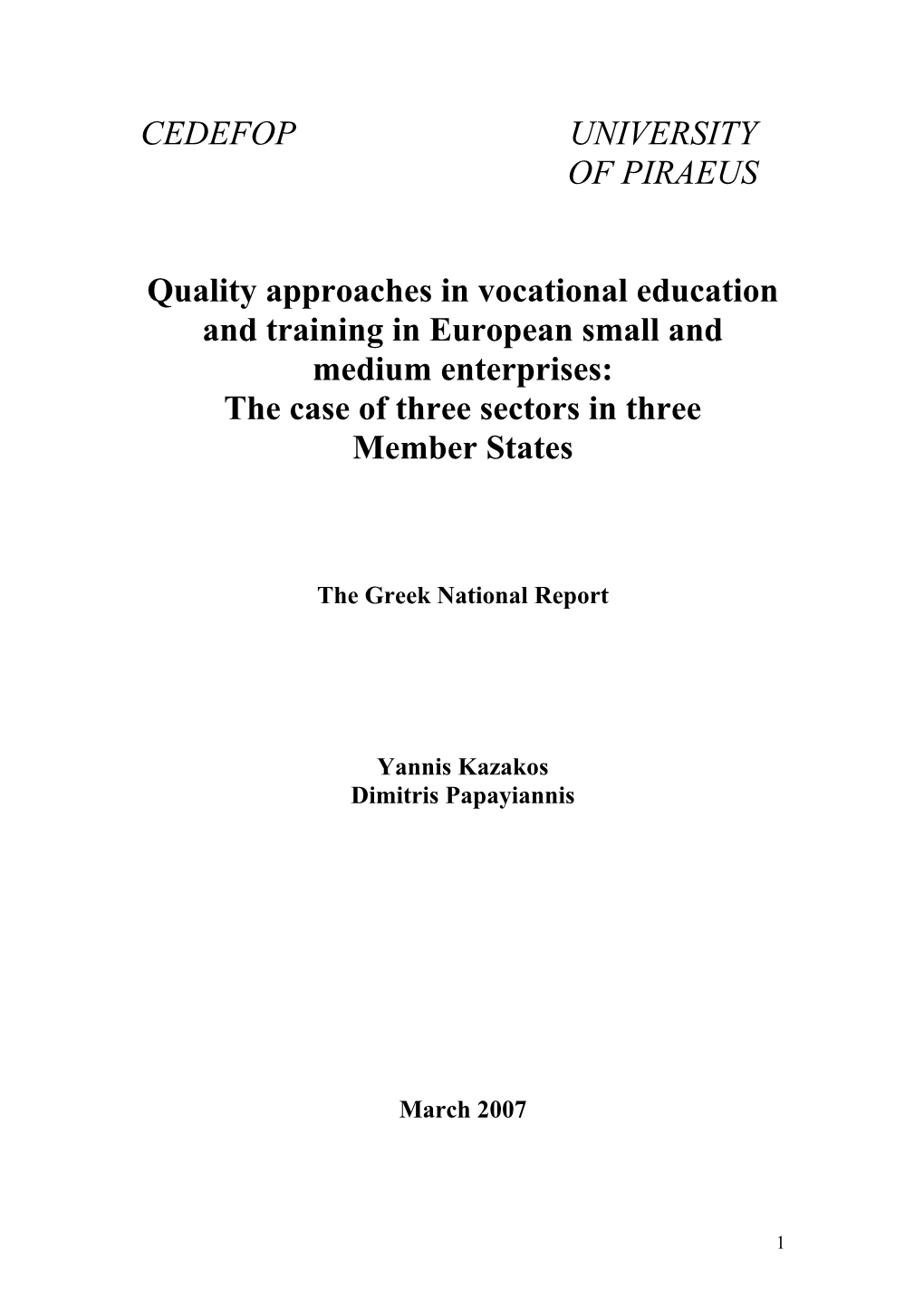 Quality Approaches in Vocational Education and Training in European Small and Medium