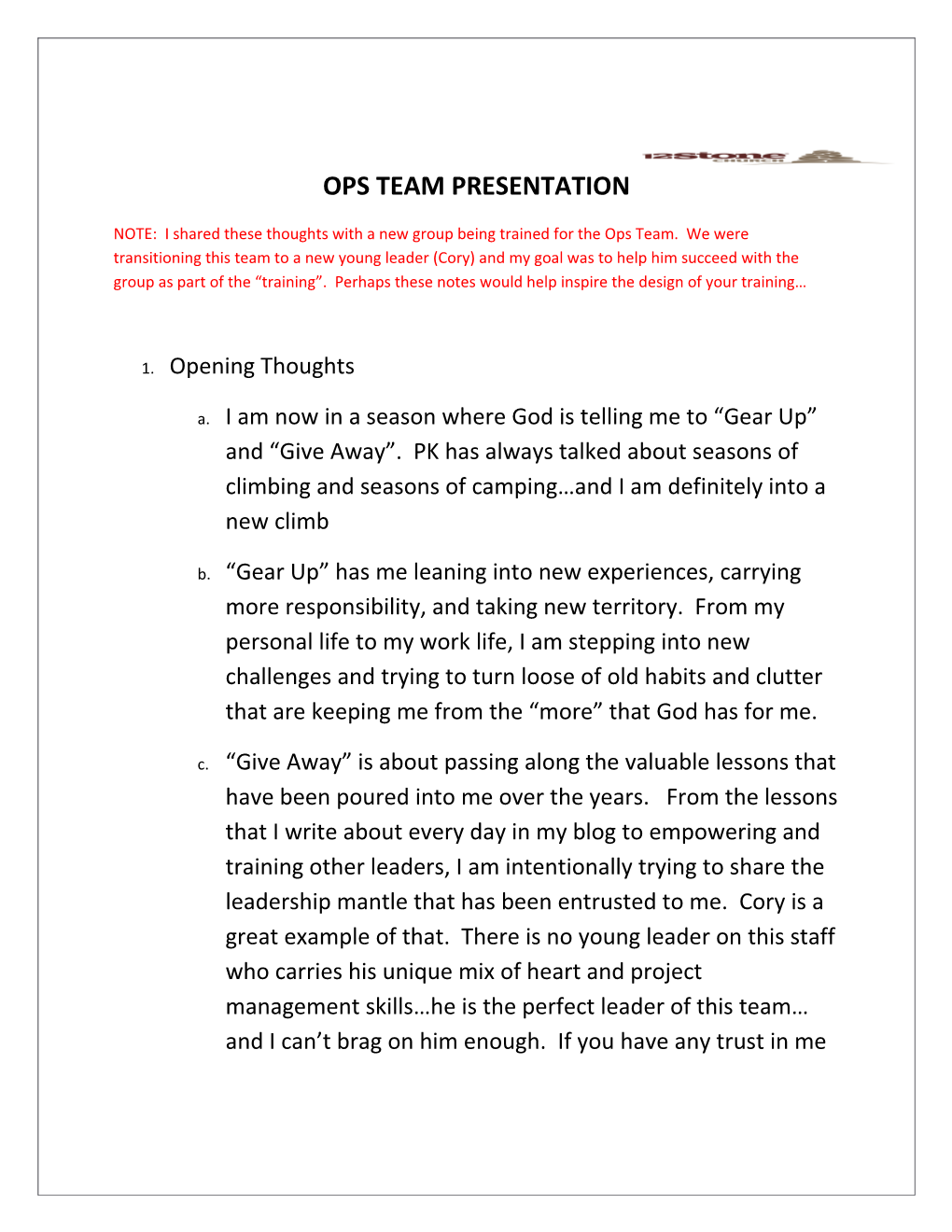 Ops Team Presentation