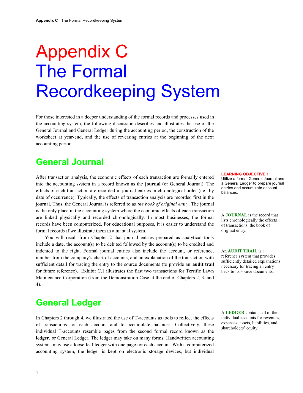 Appendix C the Formal Recordkeeping System