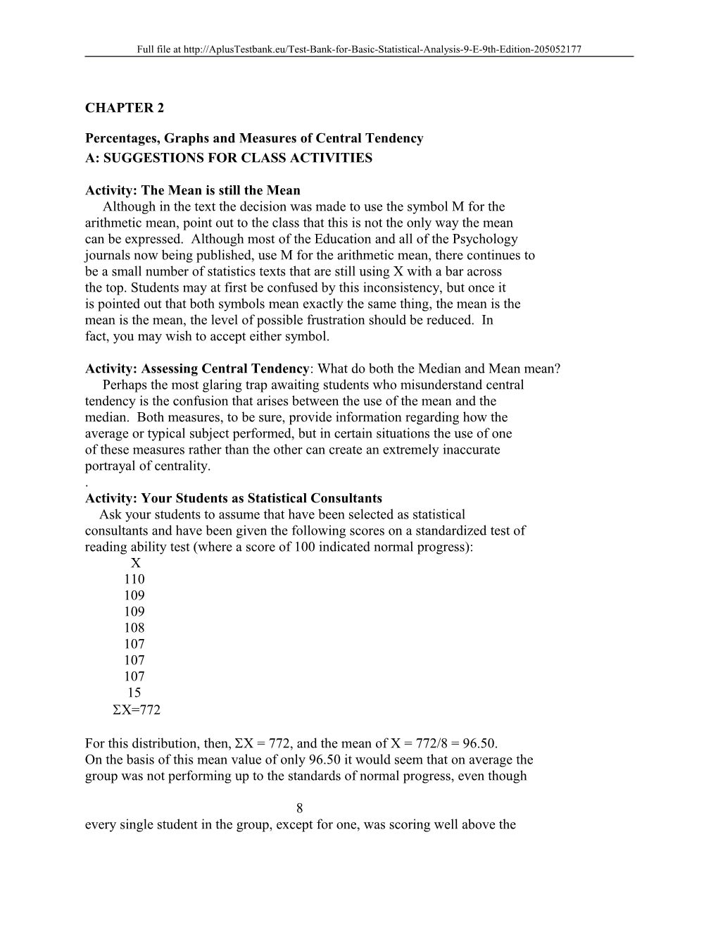 Percentages, Graphs and Measures of Central Tendency