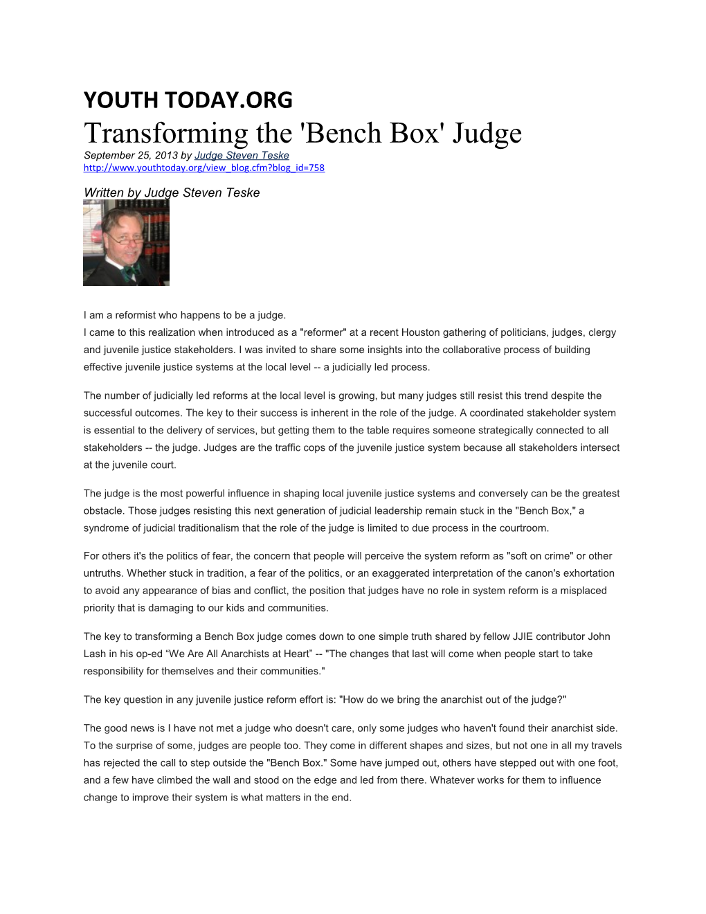 Transforming the 'Bench Box' Judge