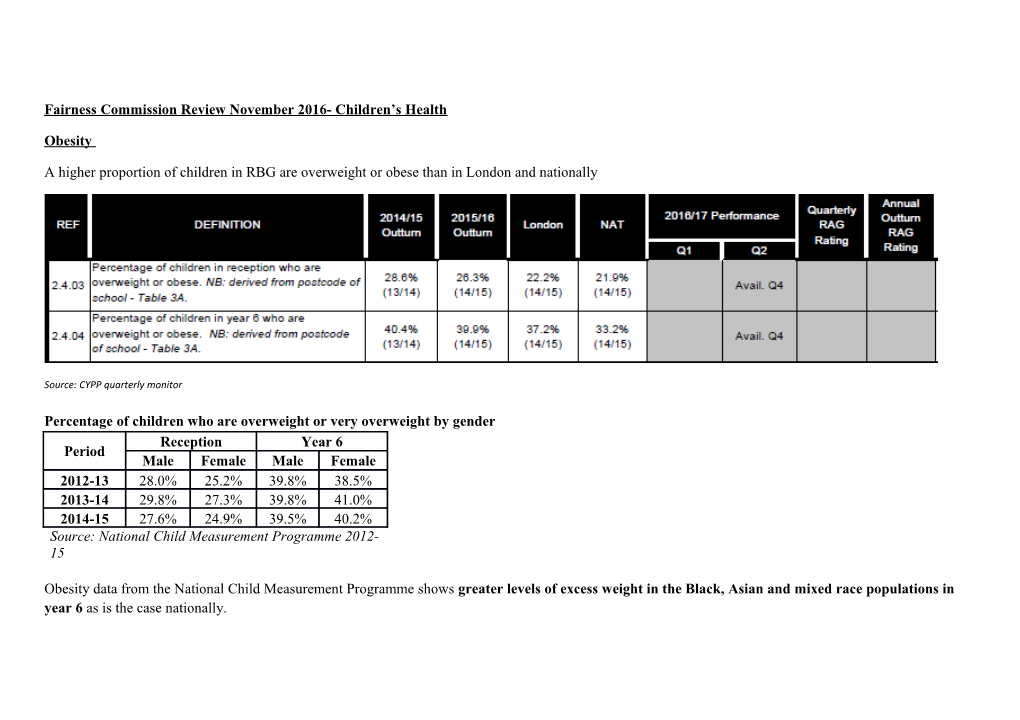 Fairness Commission Review November 2016- Children S Health