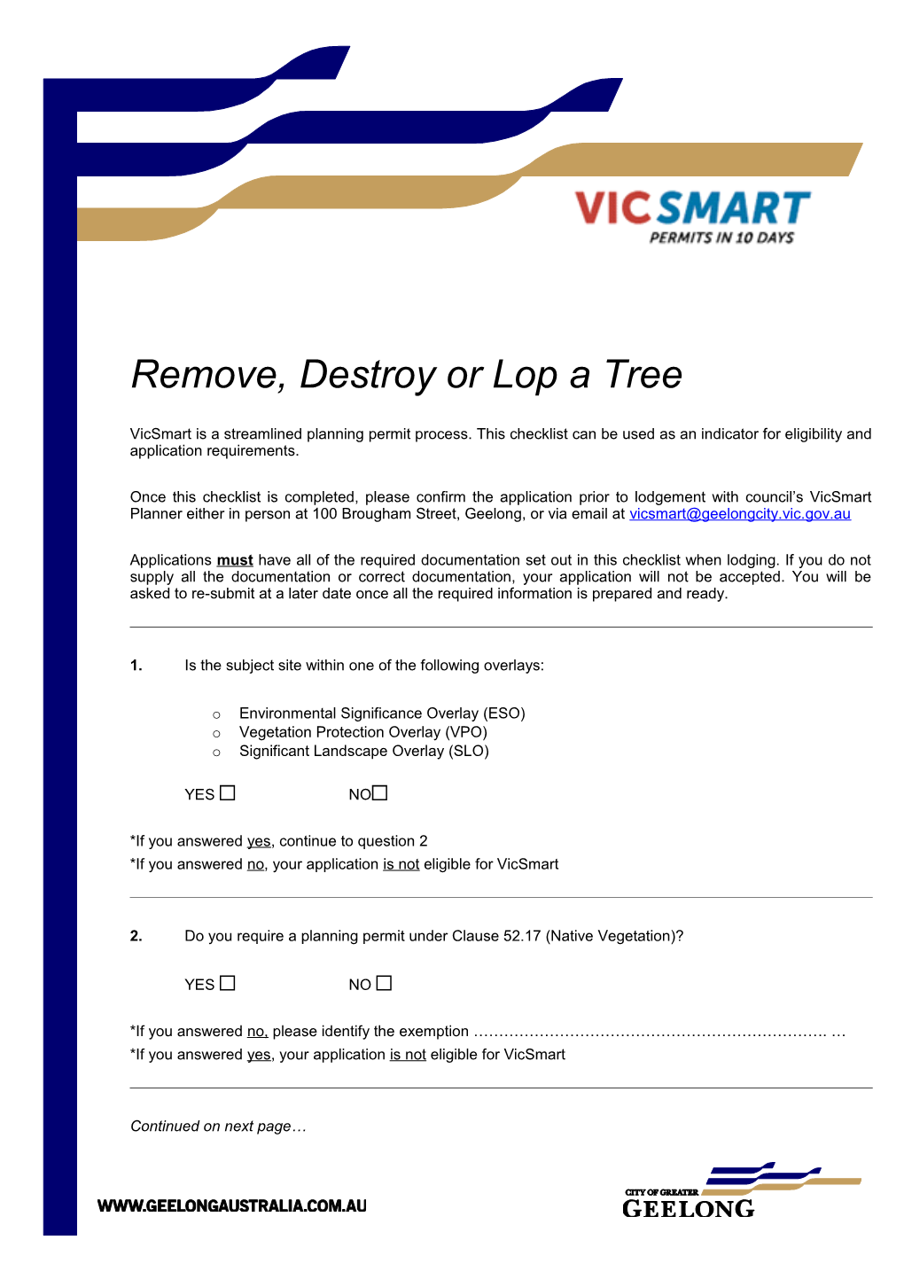 Remove, Destroy Or Lop a Tree