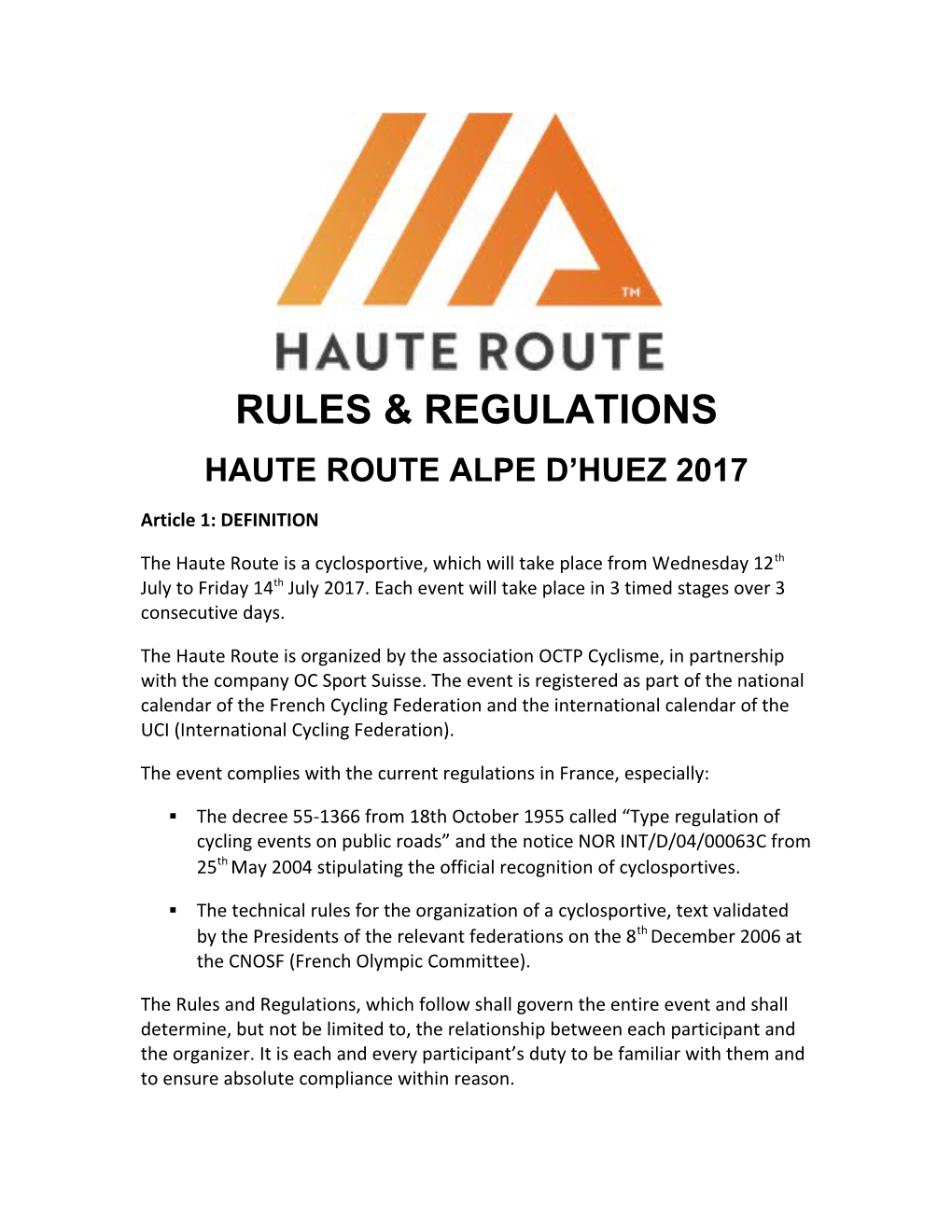 Haute Route Alpe D Huez 2017