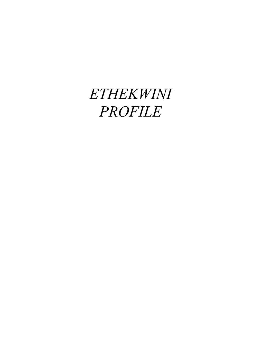 Socio-Economic Profile Ethekwini Municipal