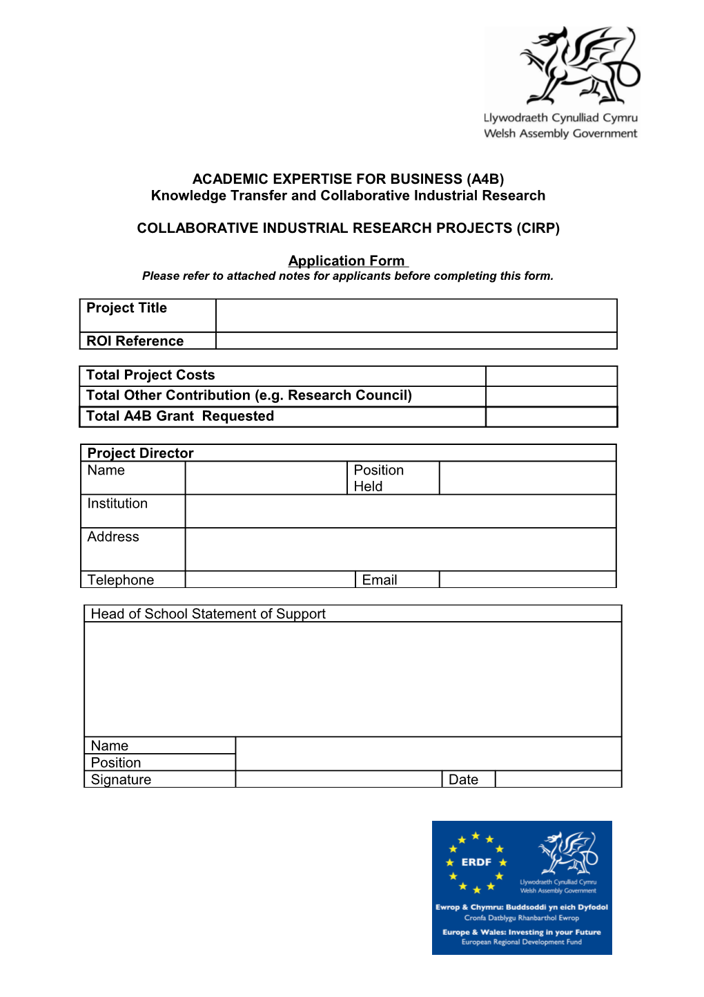 KEF Strand 5 Technology Transfer Project Application Form