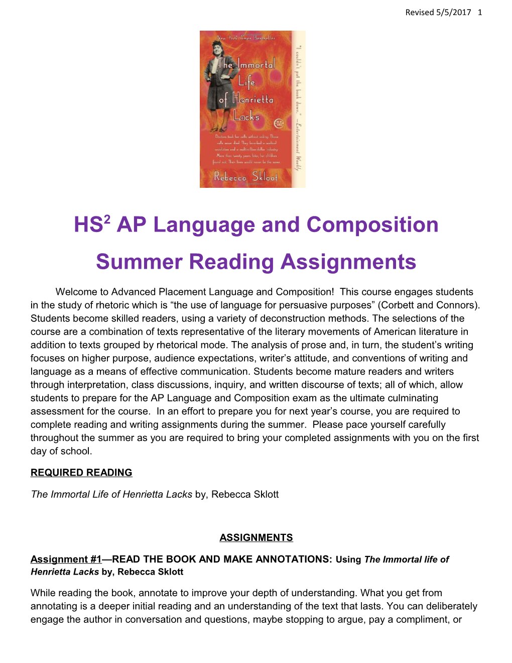 HS2 AP Language and Composition