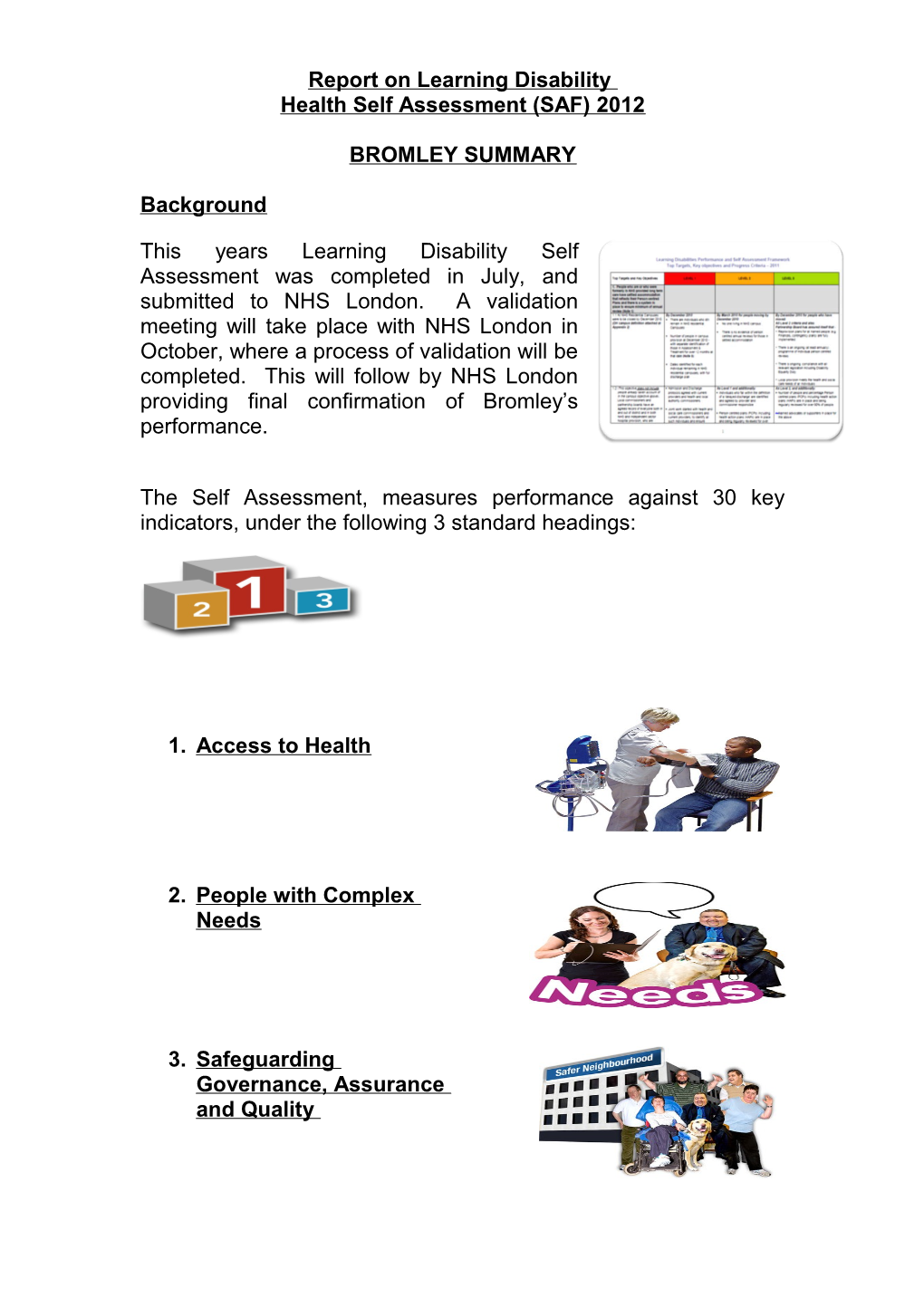 Report on Learning Disability Health Self Assessment 2011
