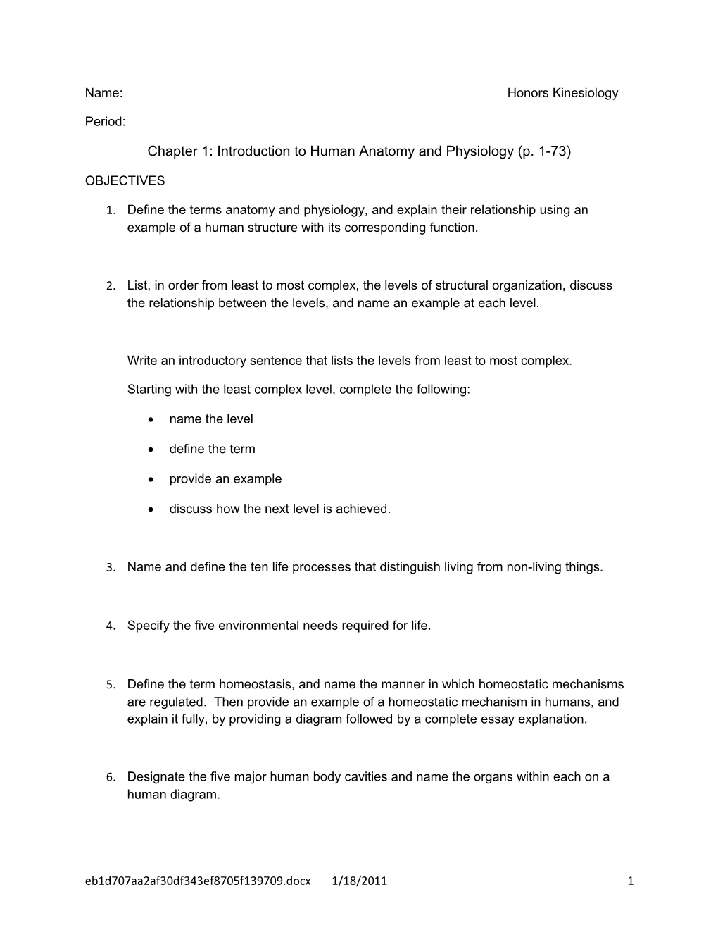 Chapter 1: Introduction to Human Anatomy and Physiology (P. 1-73)