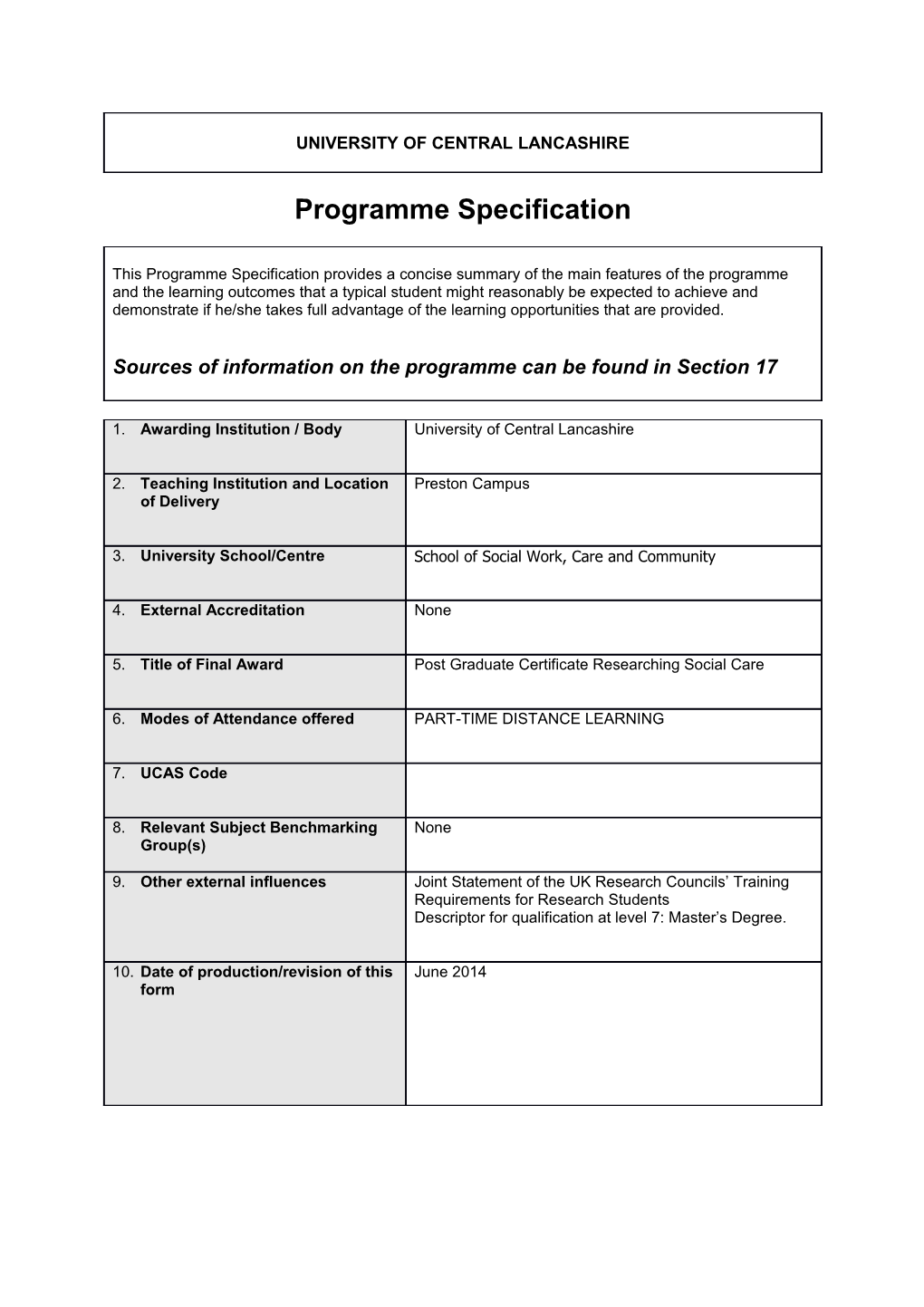 PGC Researching Social Care (Sept 2014)