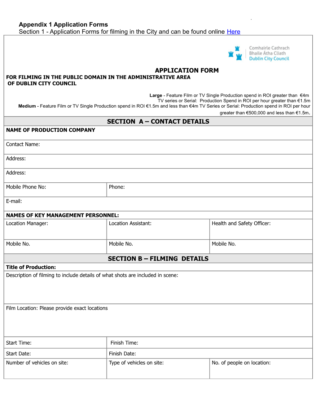 Appendix 1 Application Forms