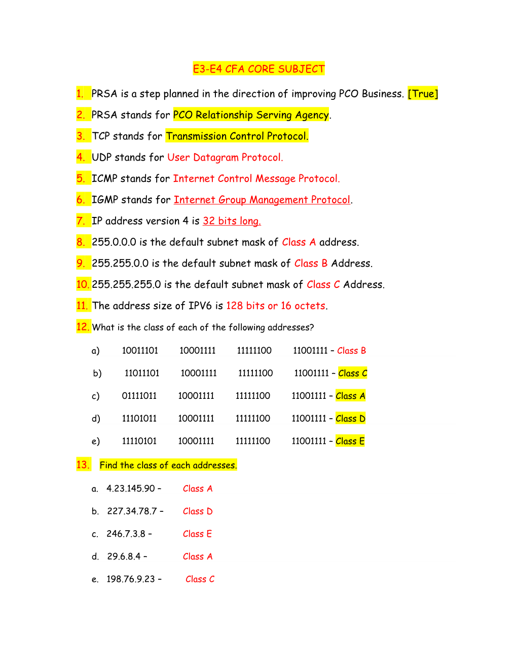 E3-E4 Cfa Core Subject