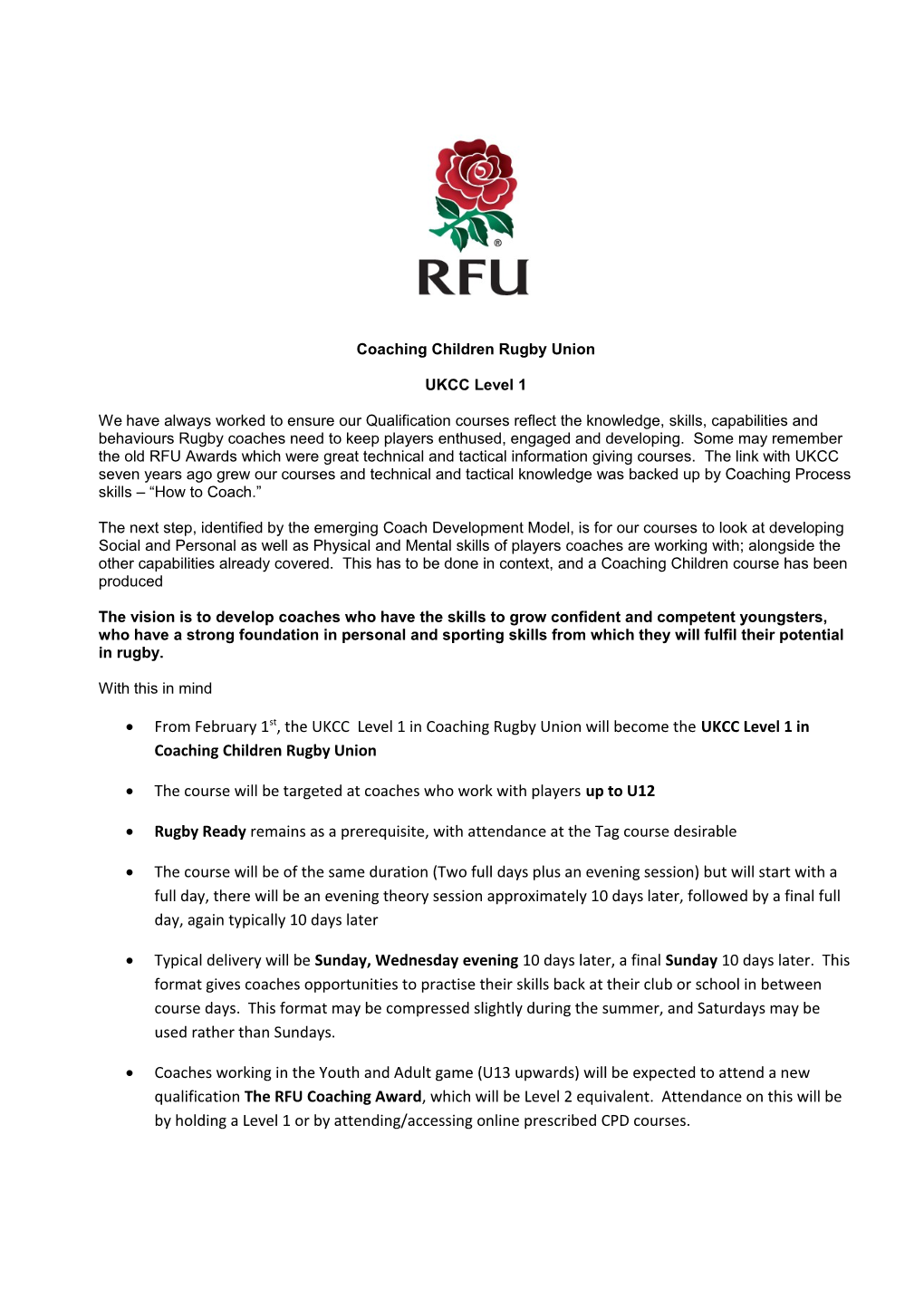Coaching Children Rugby Union