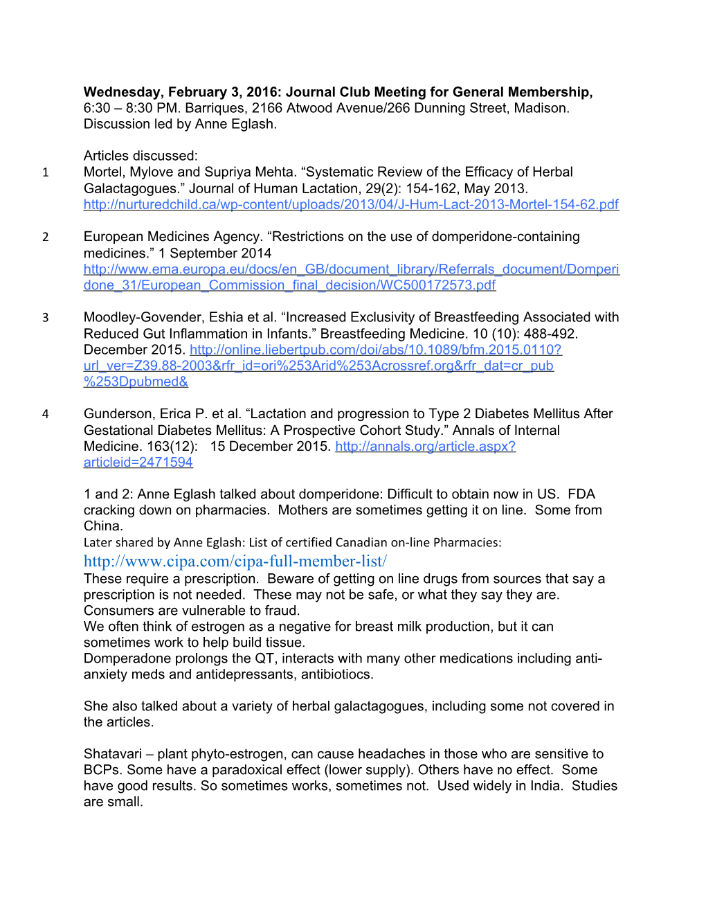 Wednesday, February 3, 2016: Journal Club Meeting for General Membership