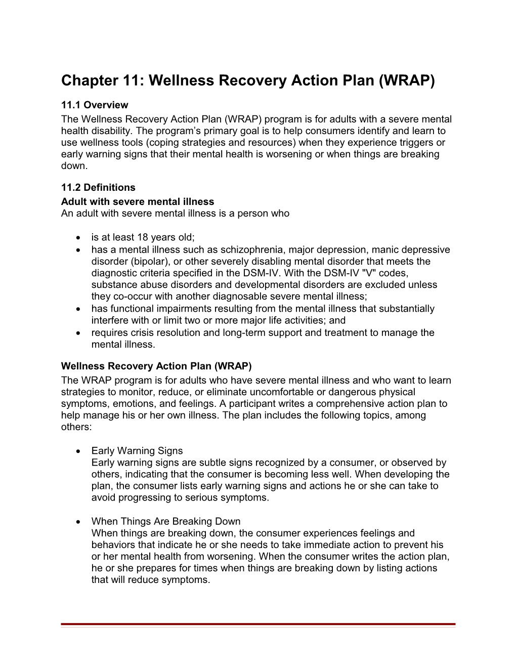 Chapter 11: Wellness Recovery Action Plan (WRAP)