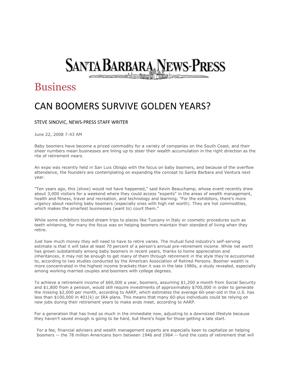 Can Boomers Survive Golden Years?