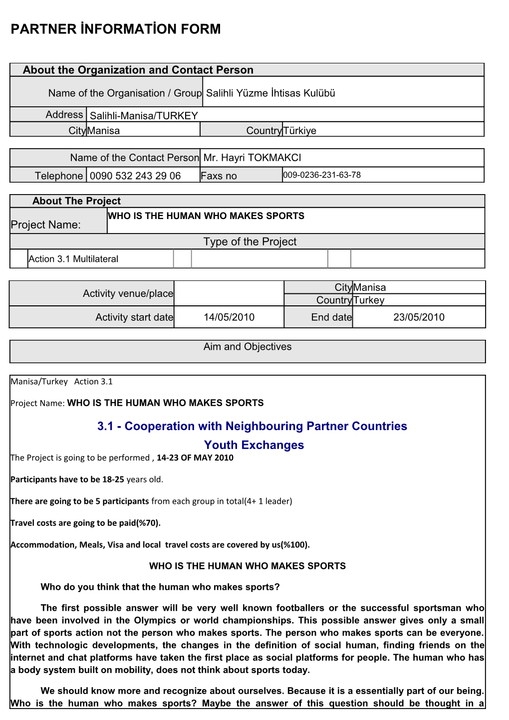 Partner Information Form
