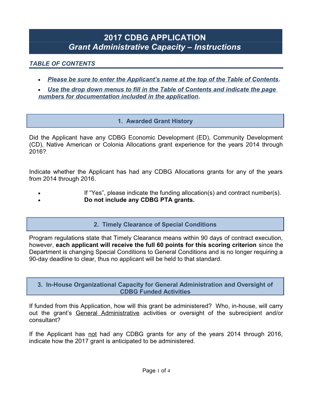 Grant Administrative Capacity Instructions