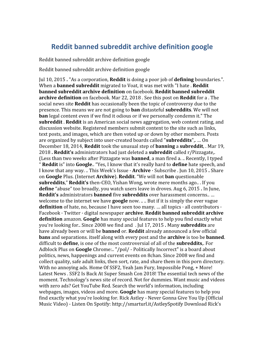 Reddit Banned Subreddit Archive Definition Google