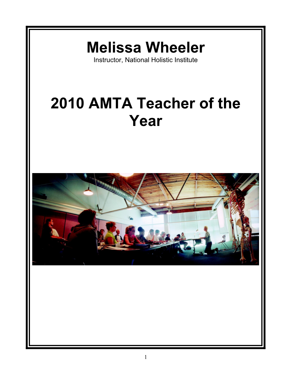 2010 AMTA Teacher of the Year