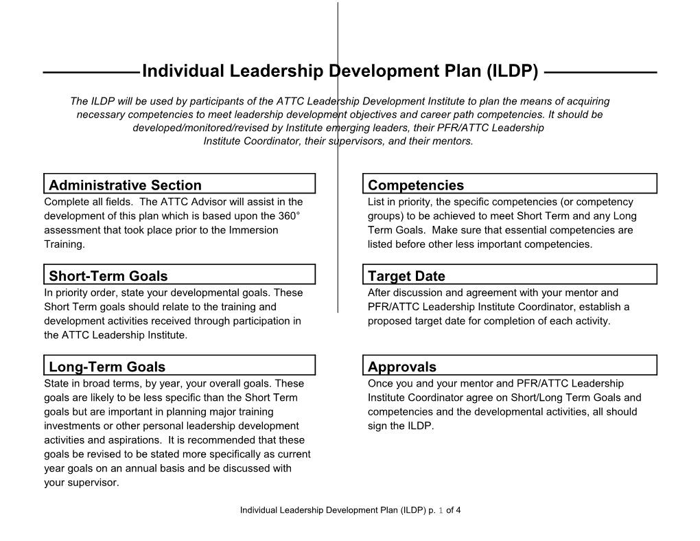 Individual Leadership Development Plan (ILDP)