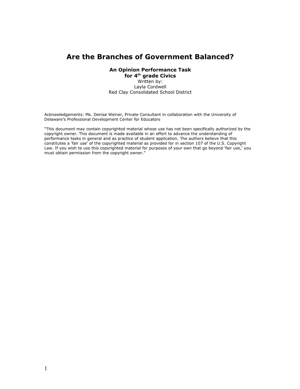 Are the Branches of Government Balanced?