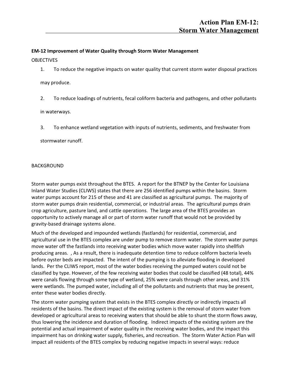 EM-12 Improvement of Water Quality Through Storm Water Management