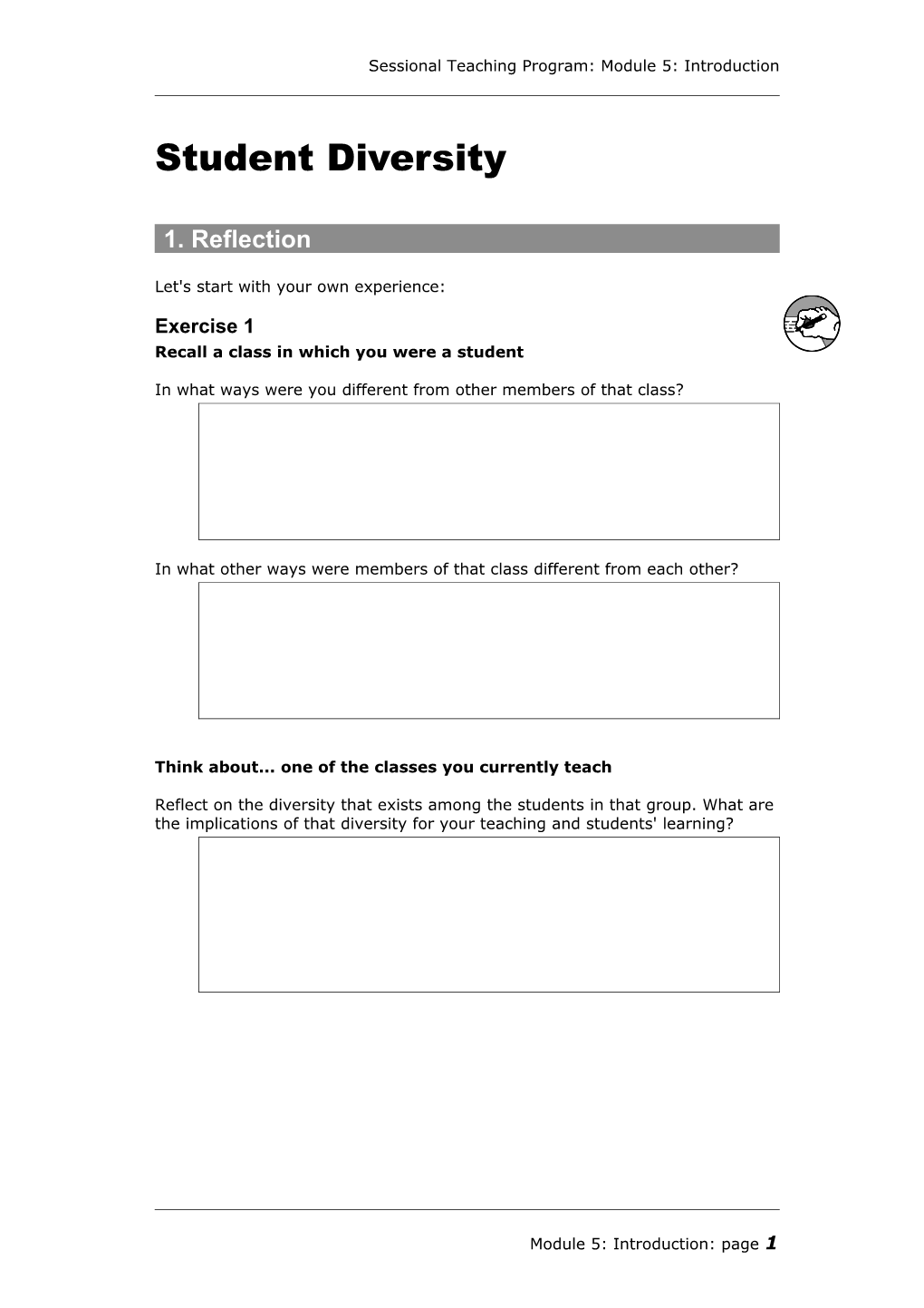 Sessional Teaching Program: Module 5: Introduction