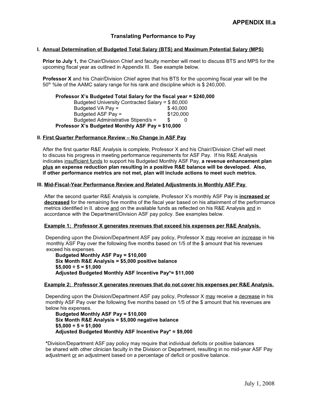 I. Annual Determination of Budgeted Total Salary (BTS) and Maximumpotential Salary (MPS)