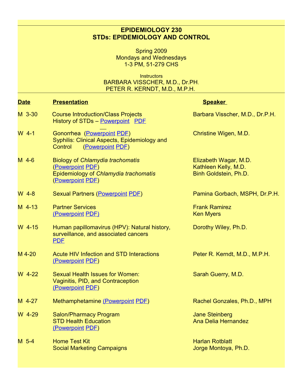 Stds: EPIDEMIOLOGY and CONTROL