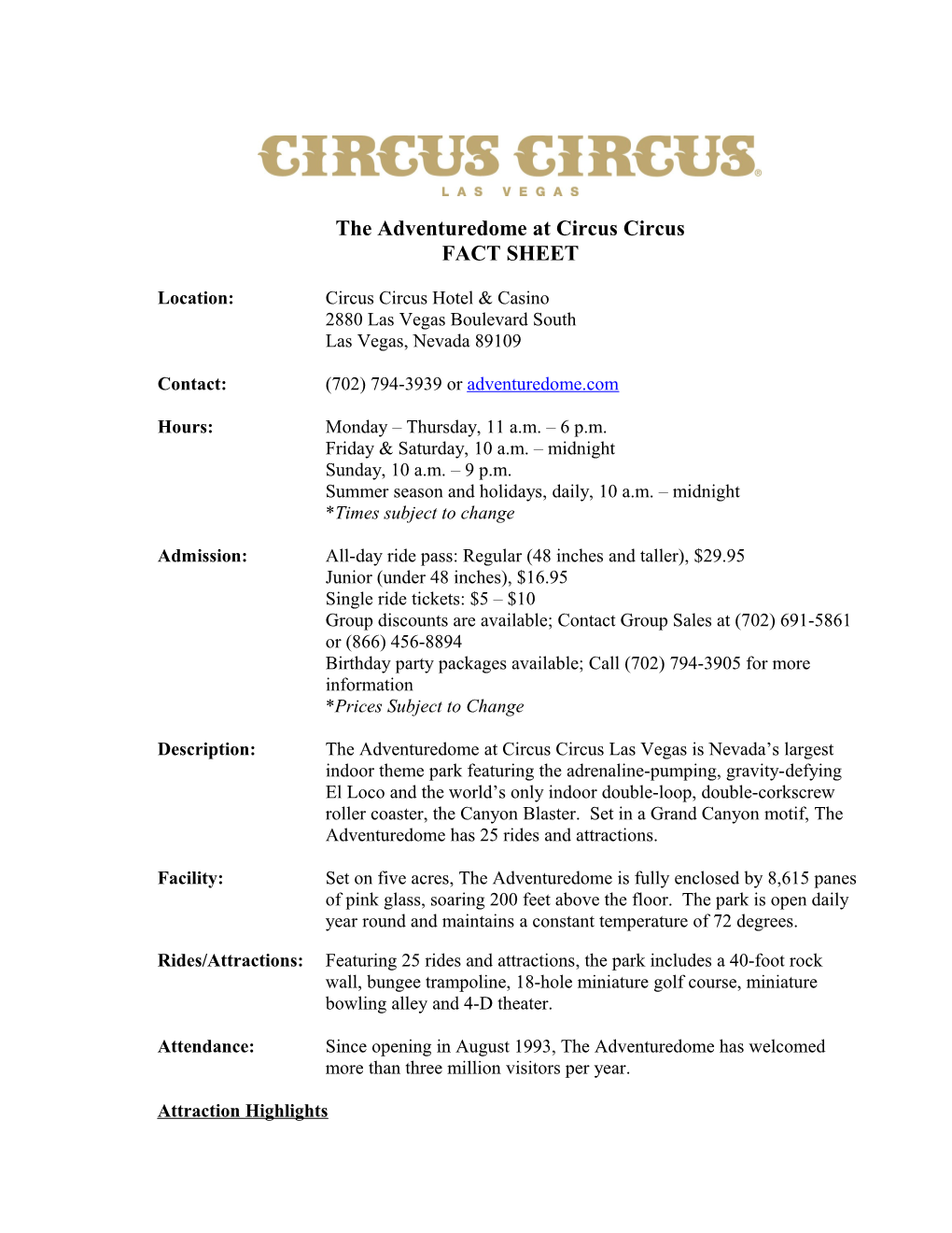 The Adventuredome at Circus Circus
