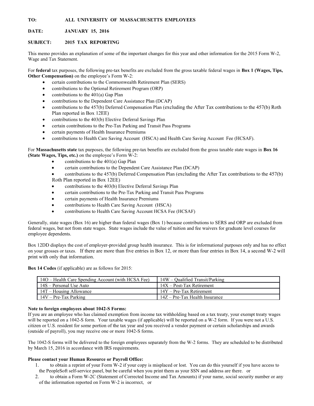 This Memo Provides a Detailed Explanation of the Form W-2, Wage and Tax Statement