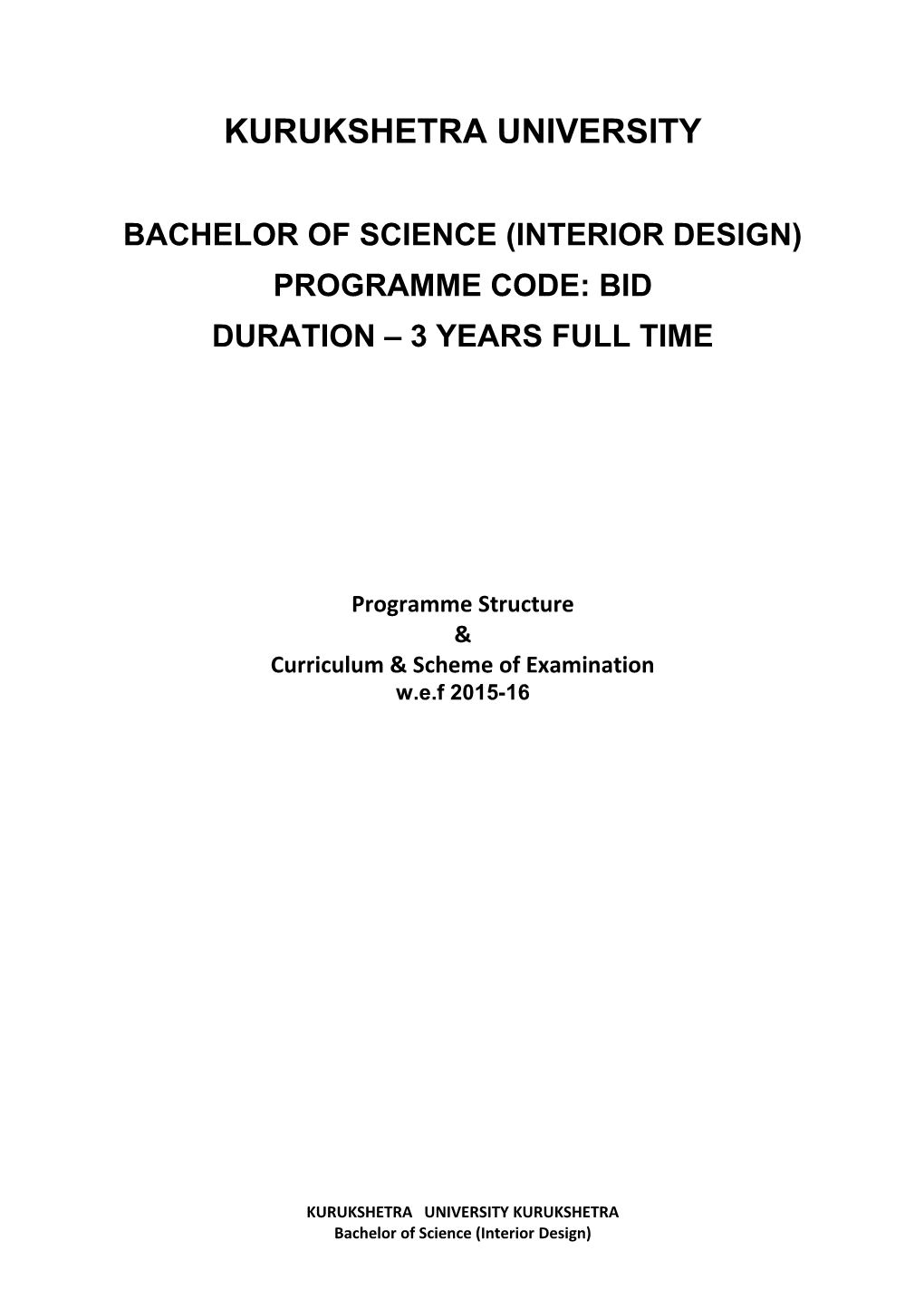 Bachelor of Science (Interior Design)