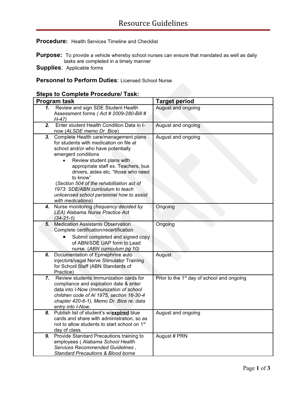 Timeline and Checklist (Word Document)