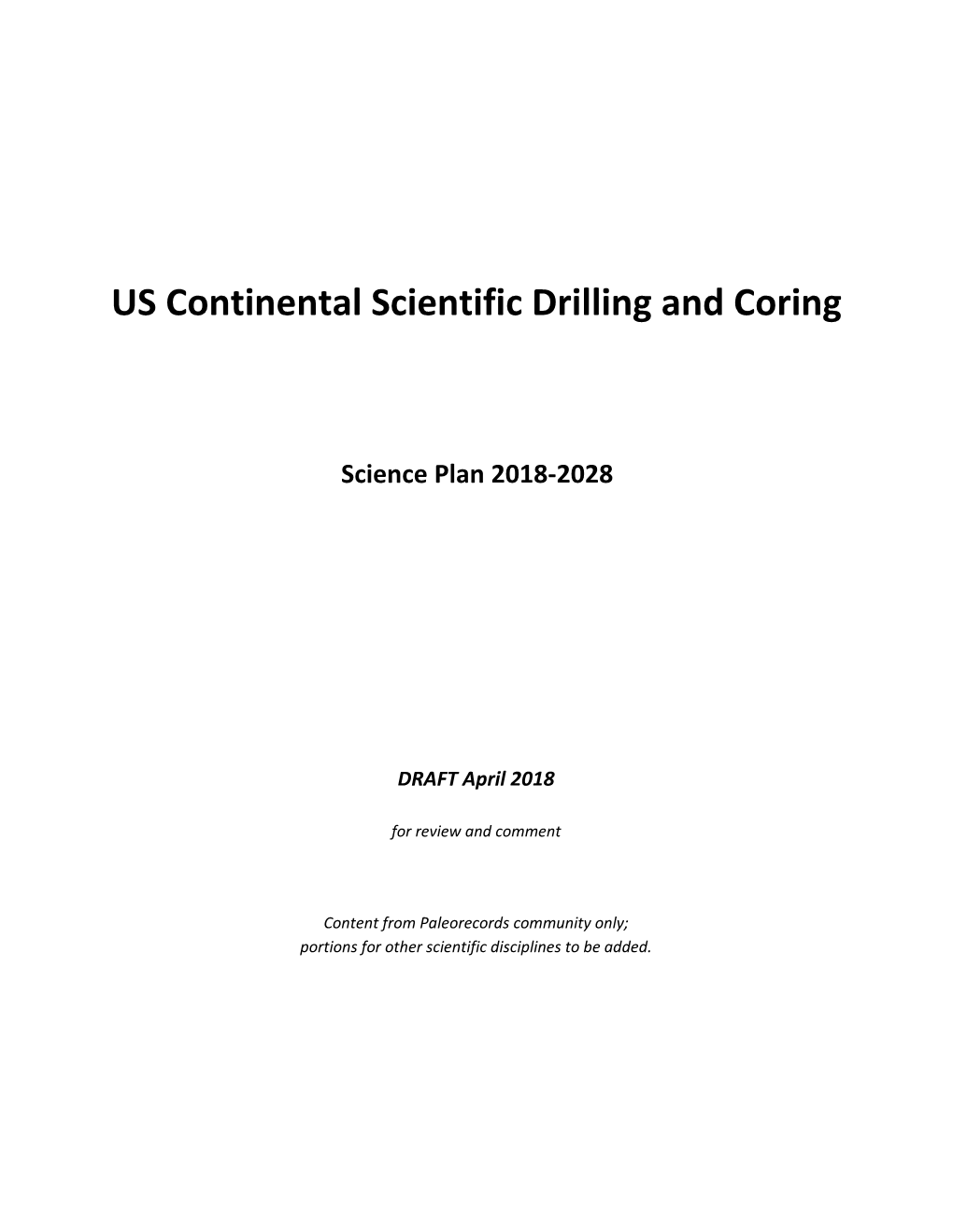 US Continental Scientific Drilling Science Plan 2018-2028