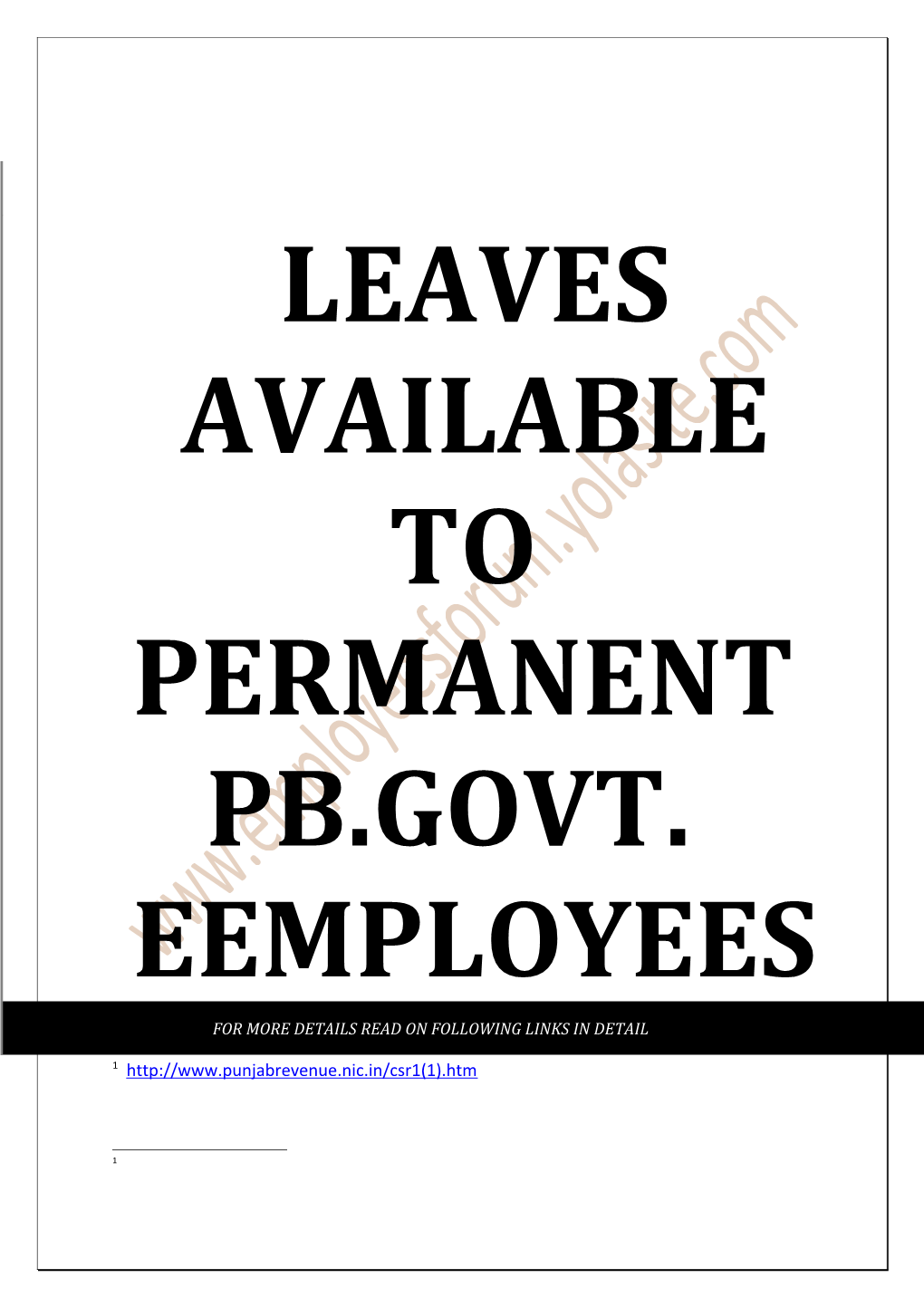 Leaves Available to Permanentpb.Govt. Eemployees