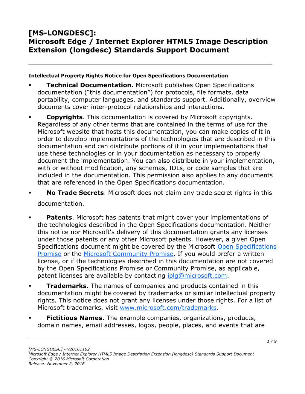Microsoft Edge / Internet Explorer HTML5 Image Description Extension (Longdesc) Standards