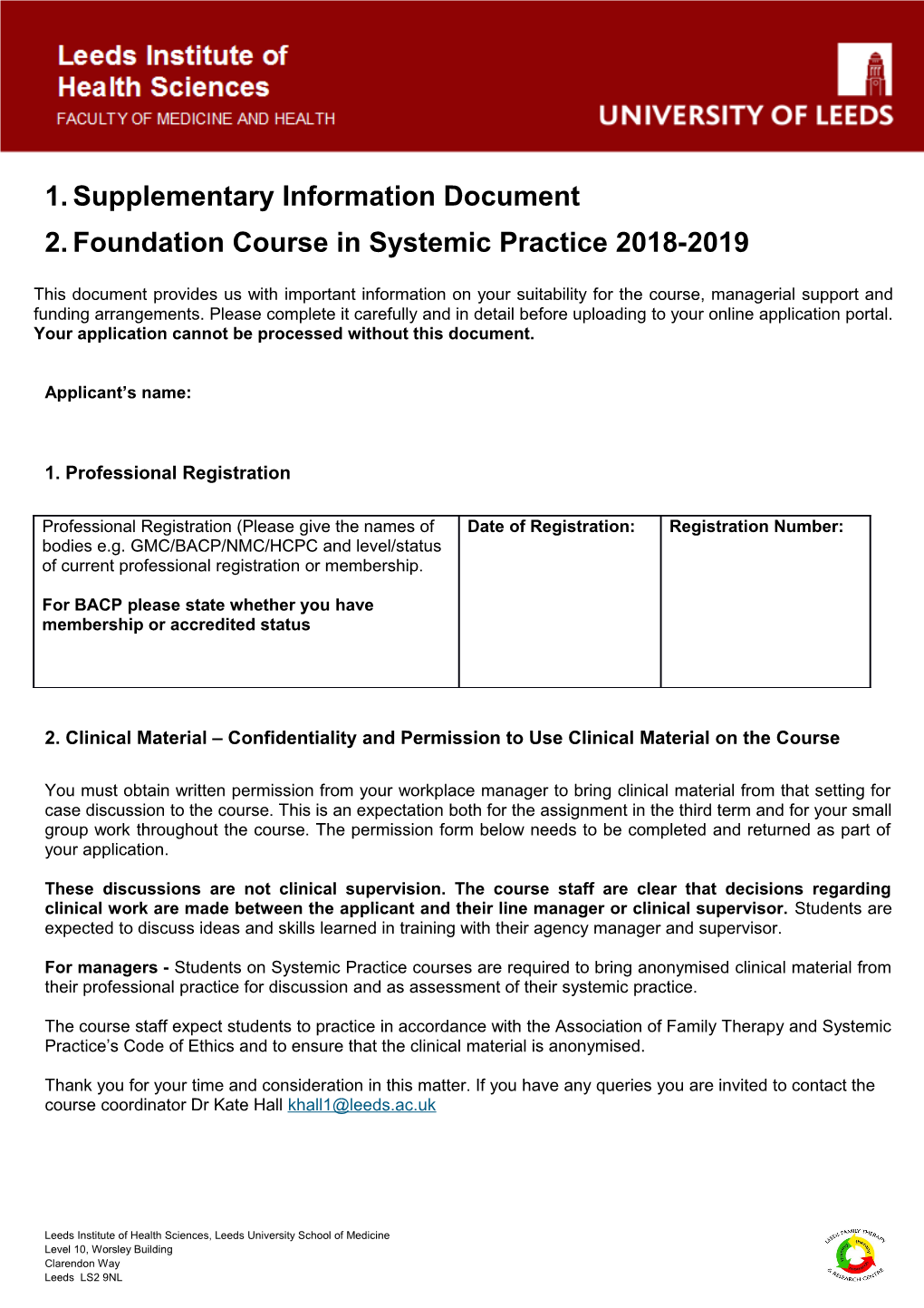 Foundation Course in Systemic Practice 2018-2019