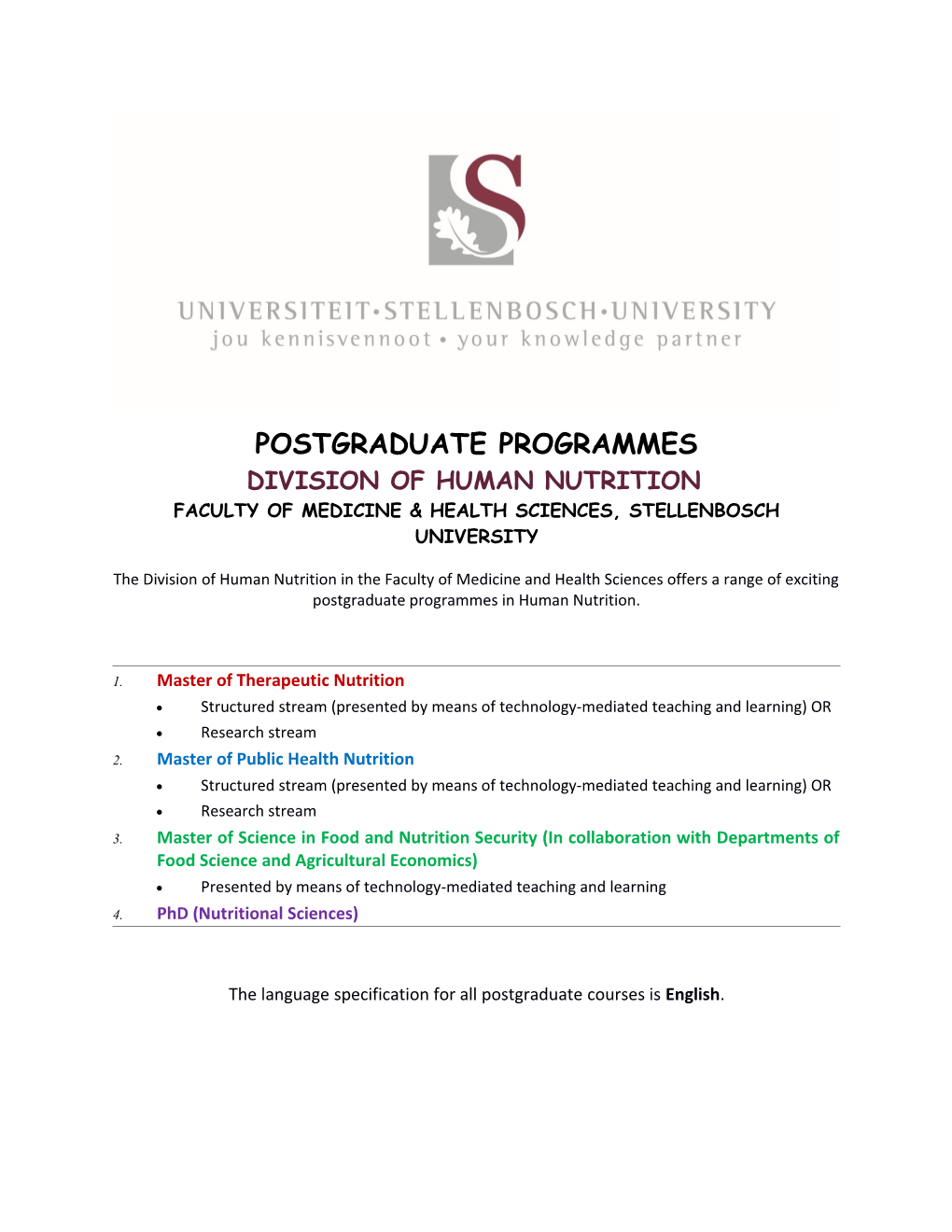 Postgraduate Programmes