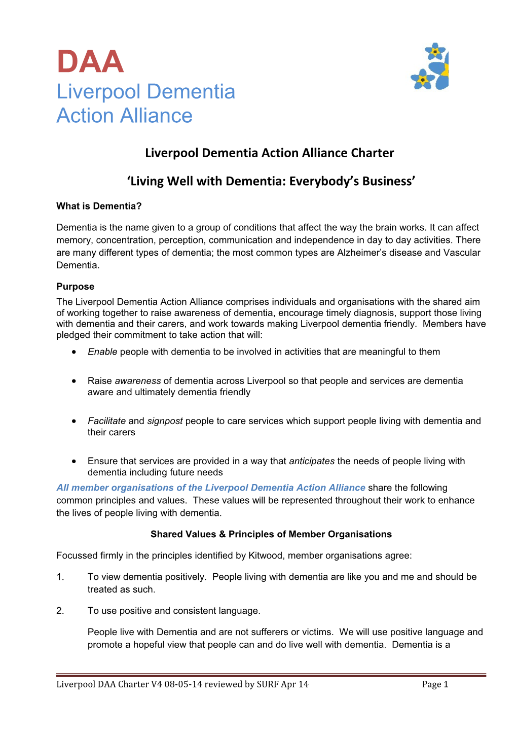 Liverpool Dementia Action Alliance Charter