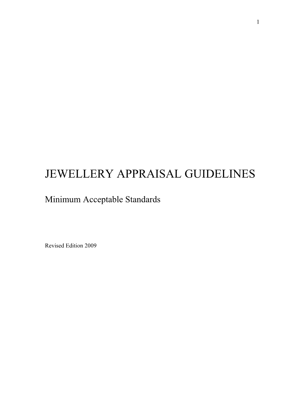 Jewellery Appraisal Guidelines