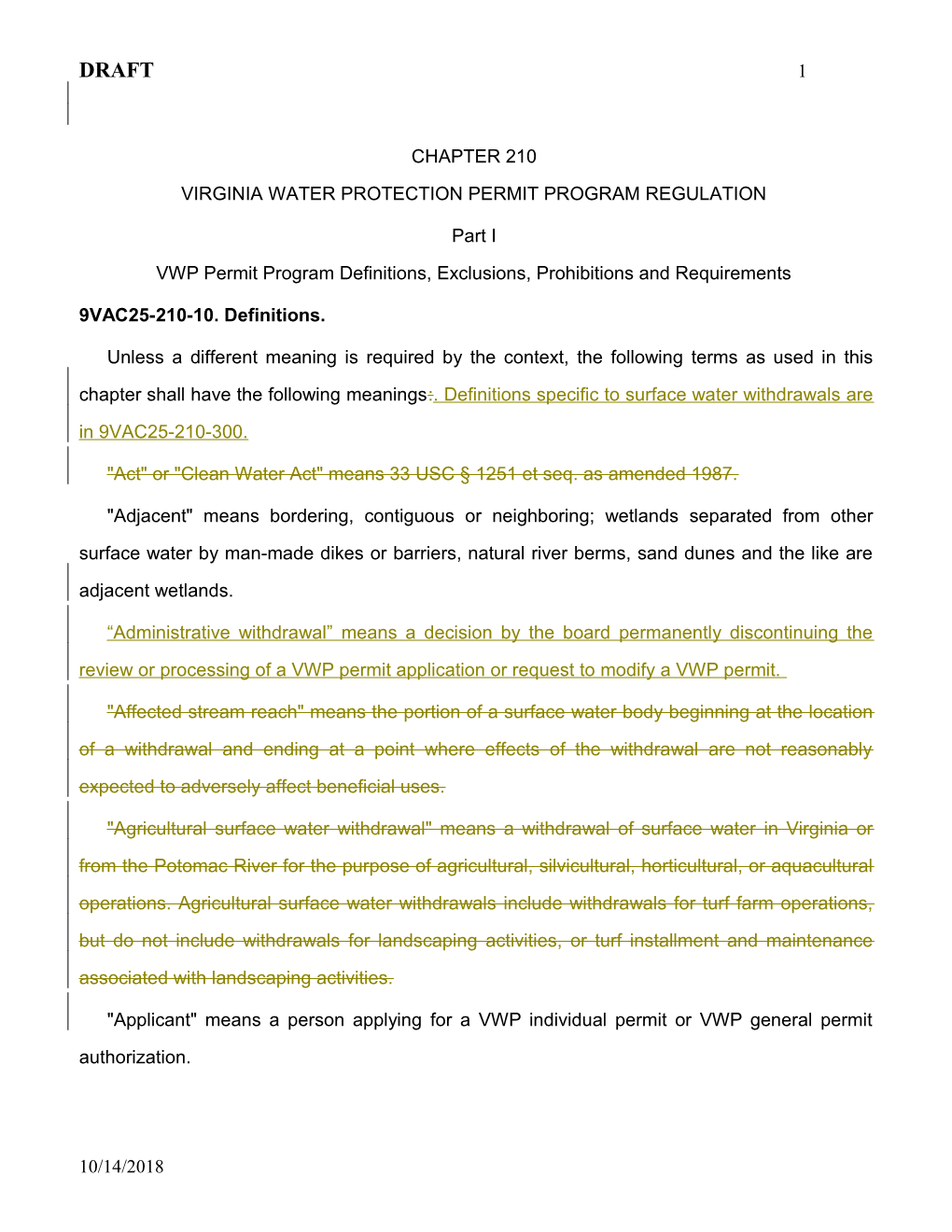 Chapter 210 Virginia Water Protection Permit Program Regulation