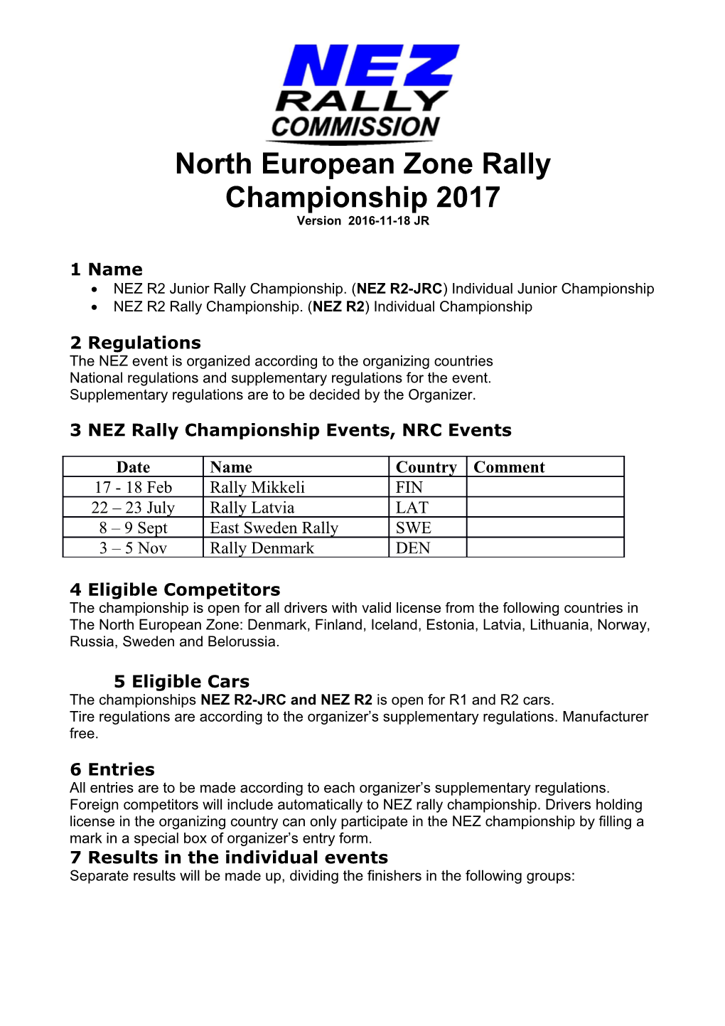 North European Zone Rally Championship 2017