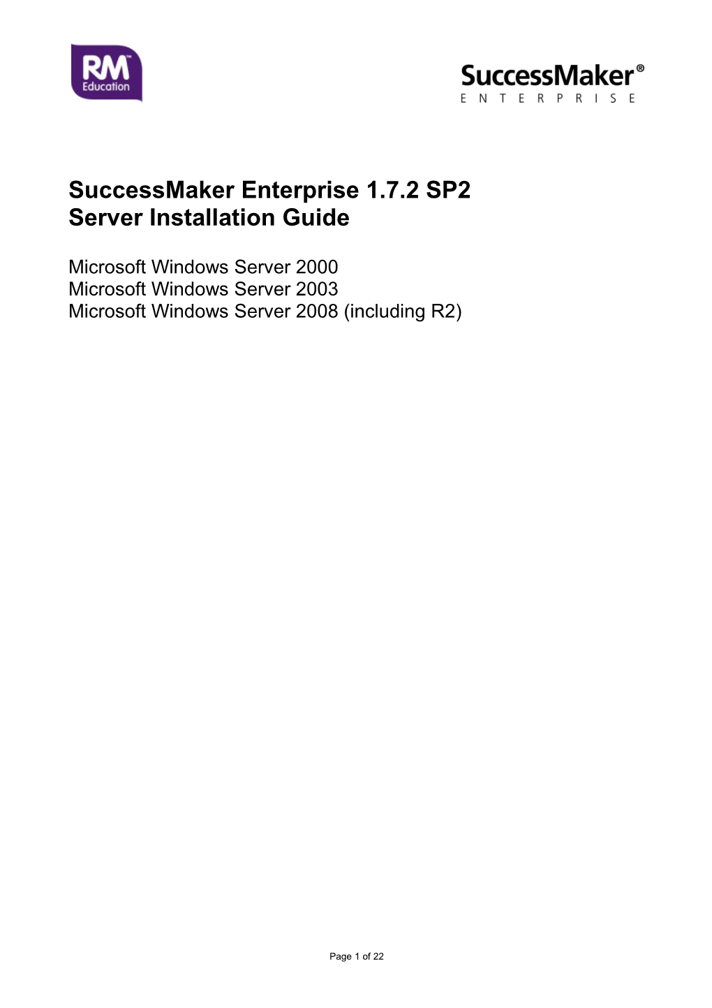 Successmaker Enterprise 1.7.2 SP2