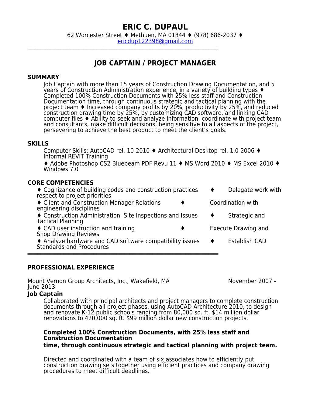 Job Captain / Project Manager