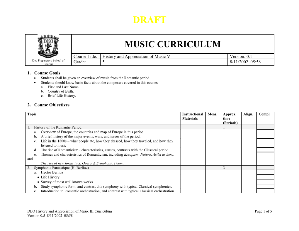 History and Appreciation of Music V