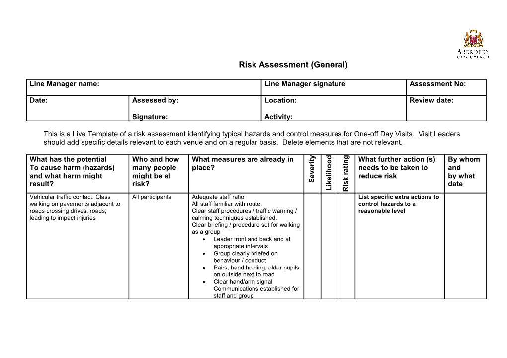 Risk Assessment (General)