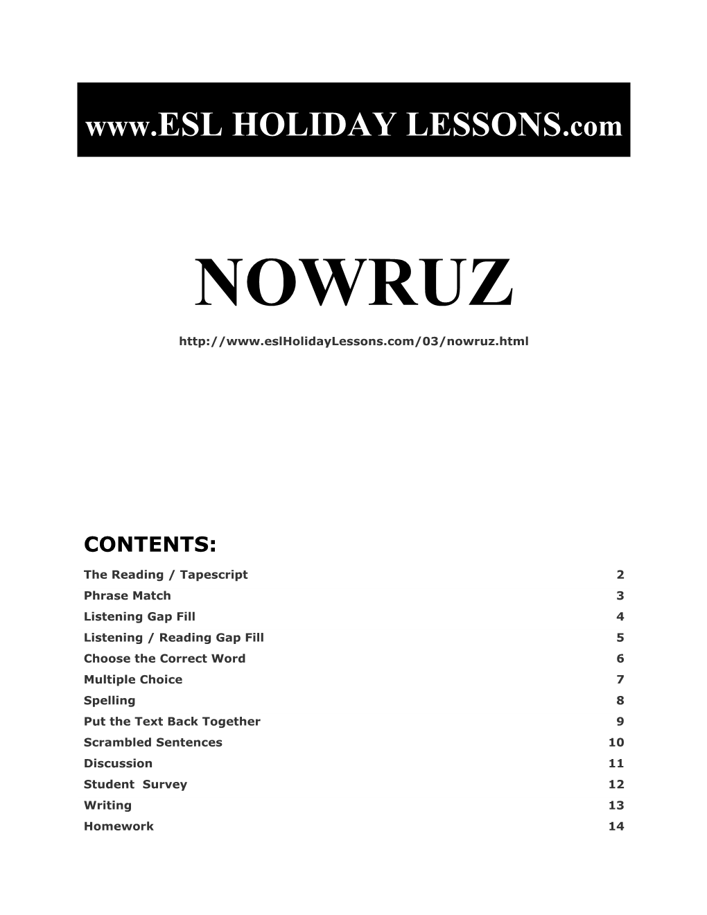 Holiday Lessons - Nowruz