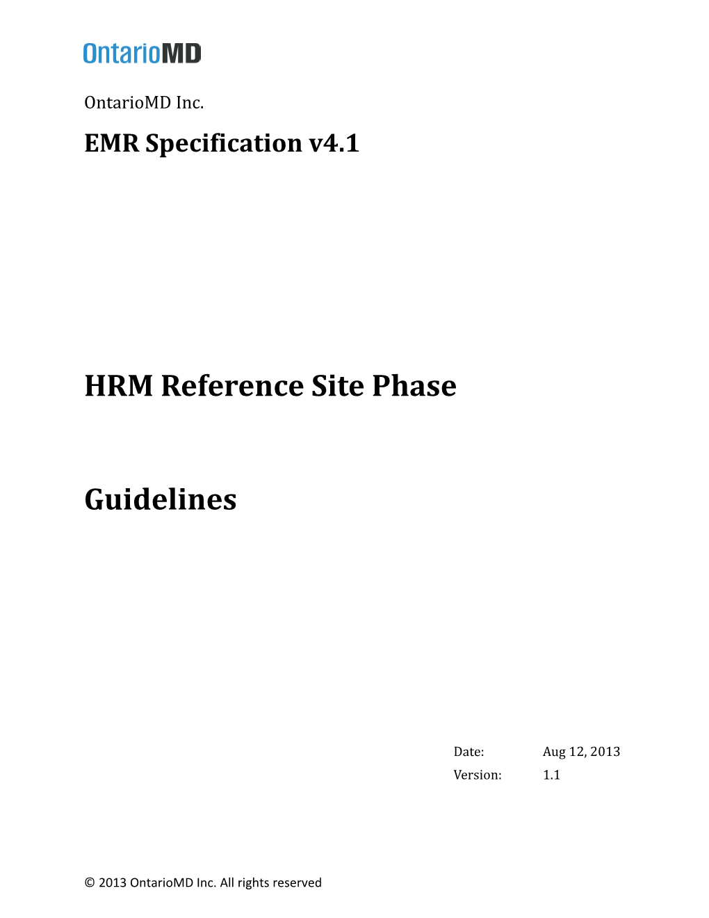 HRM Reference Site Phase Guidelines